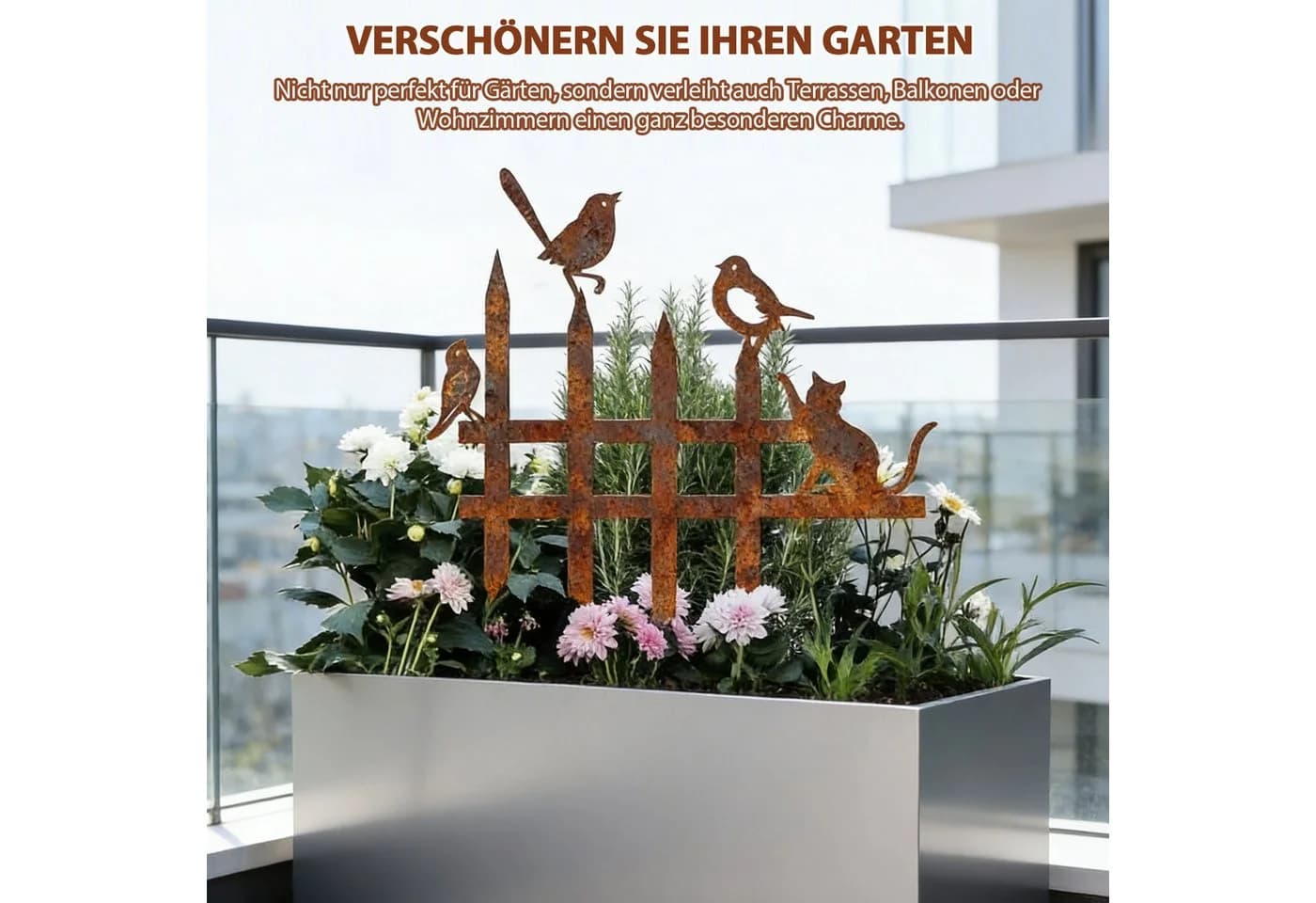 BlingBin Gartenstecker 2er Set Metall Vogel-Deko Rostoptik - Bild 5