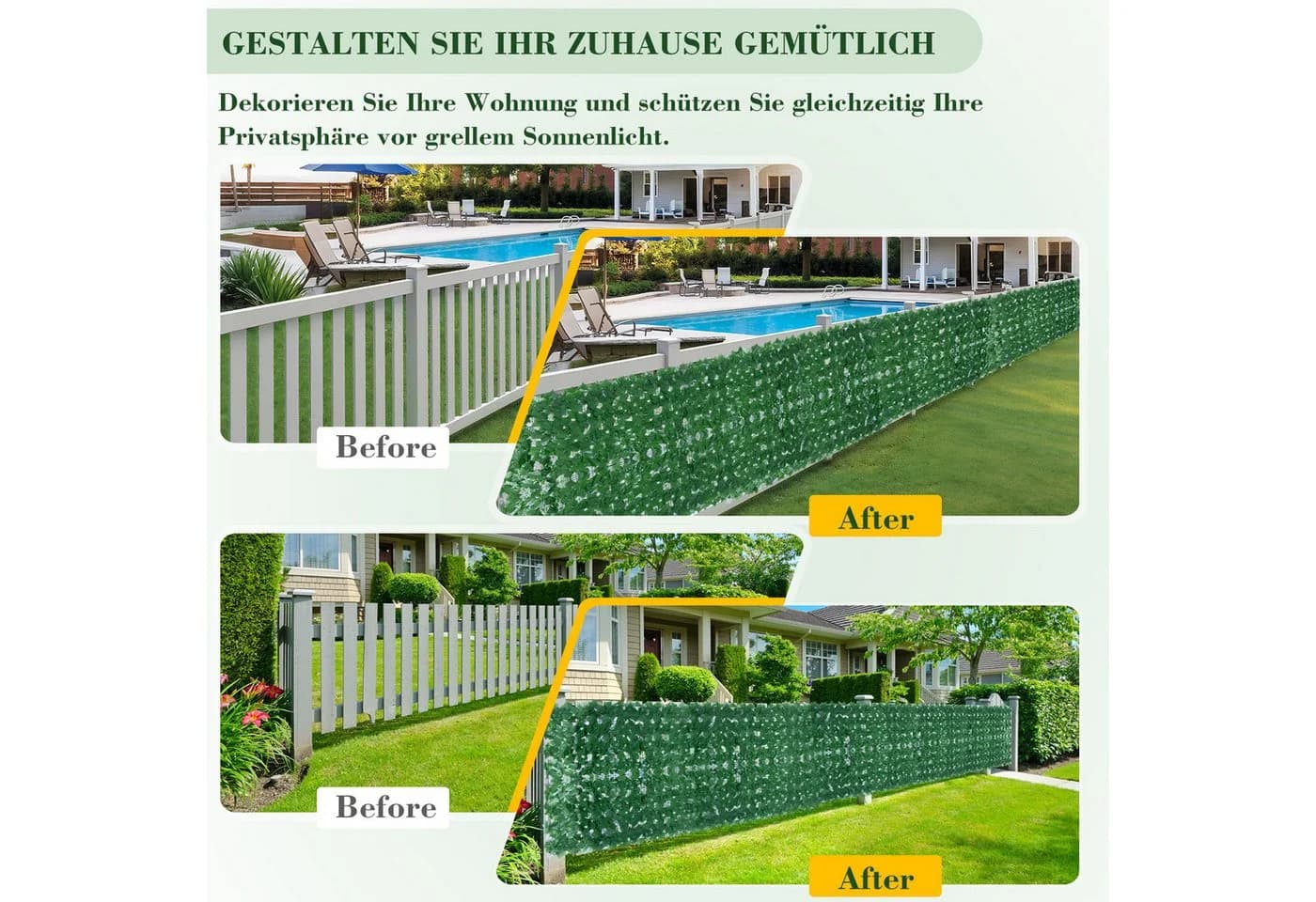BlingBin Kunsthecken-Sichtschutz Grün 4er Set - Bild 4