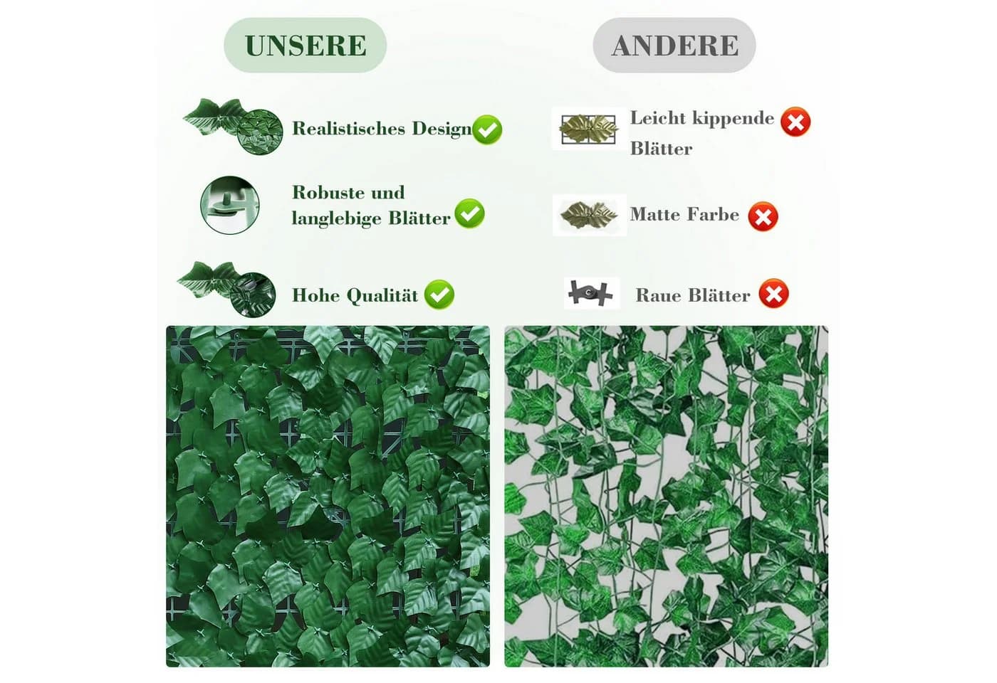 BlingBin Kunsthecken-Sichtschutz Grün 4er Set - Bild 5