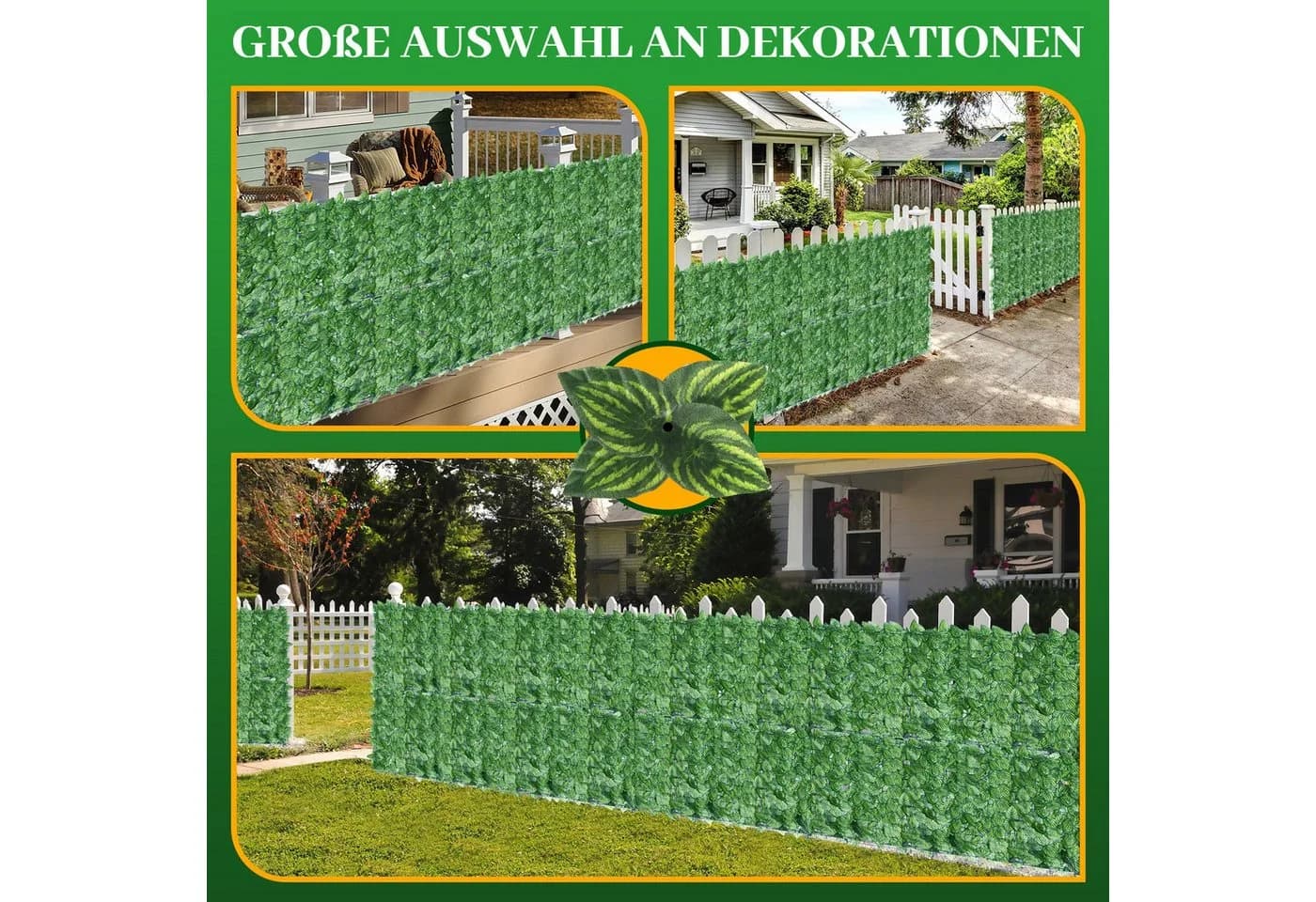 BlingBin Balkonsichtschutz Sichtschutzhecke Efeu Blätterzaun 1x3M - Bild 5