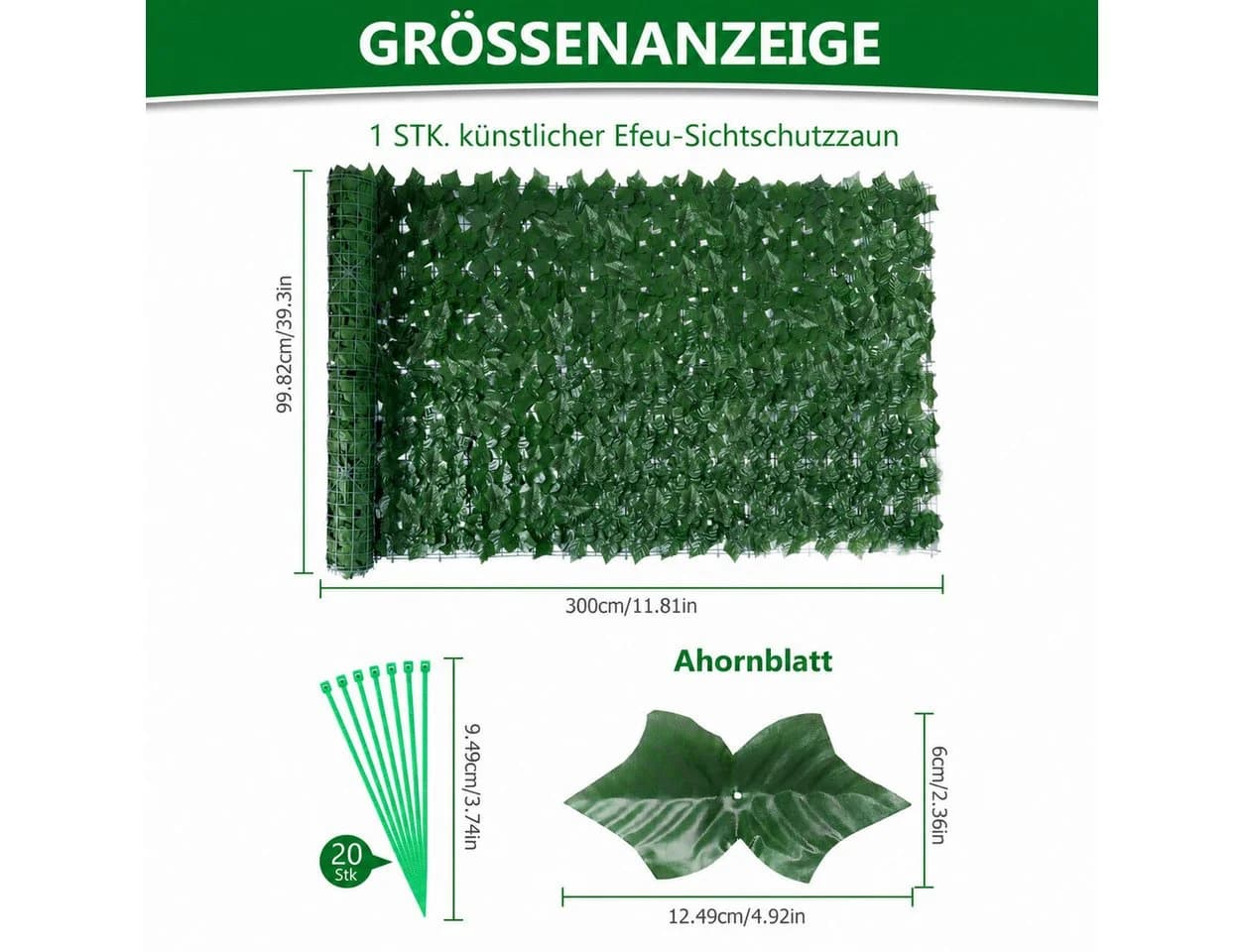 BlingBin Kunsthecken-Sichtschutz Grün