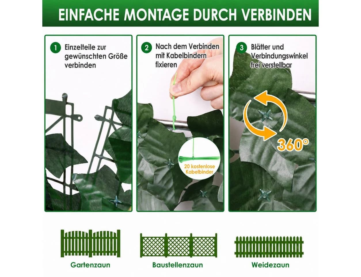 BlingBin Kunsthecken-Sichtschutz Grün - Bild 4