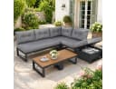 KLAM HOME Gartenlounge-Set 4-6 Sitzer Grau Beige mit Stauraum Bild 2