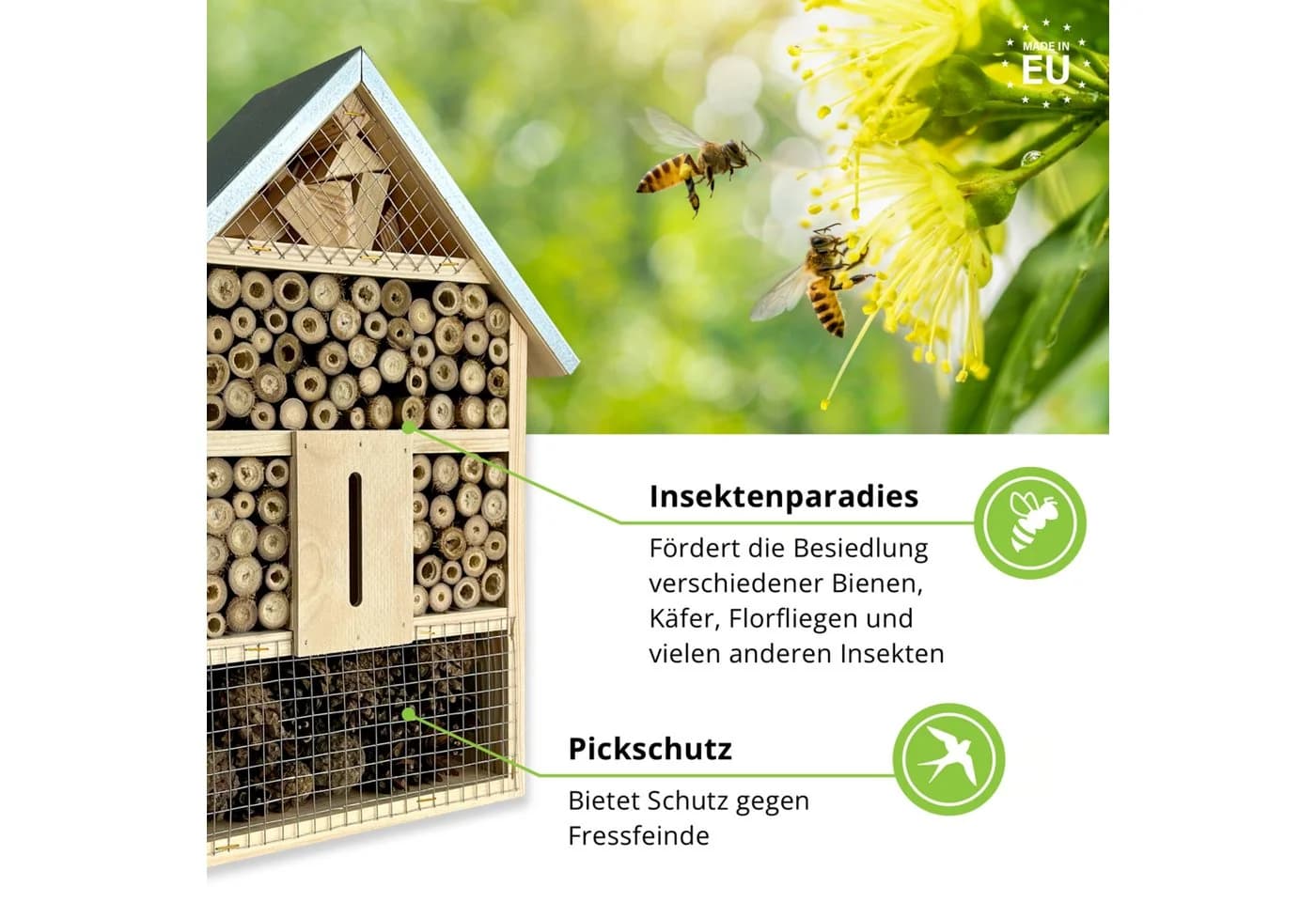 gartenetage Insektenhotel XL Naturholz Bambus Wildbienen