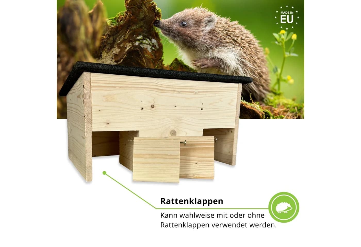 gartenetage Igelhaus mit Rattenklappen & Schleuse