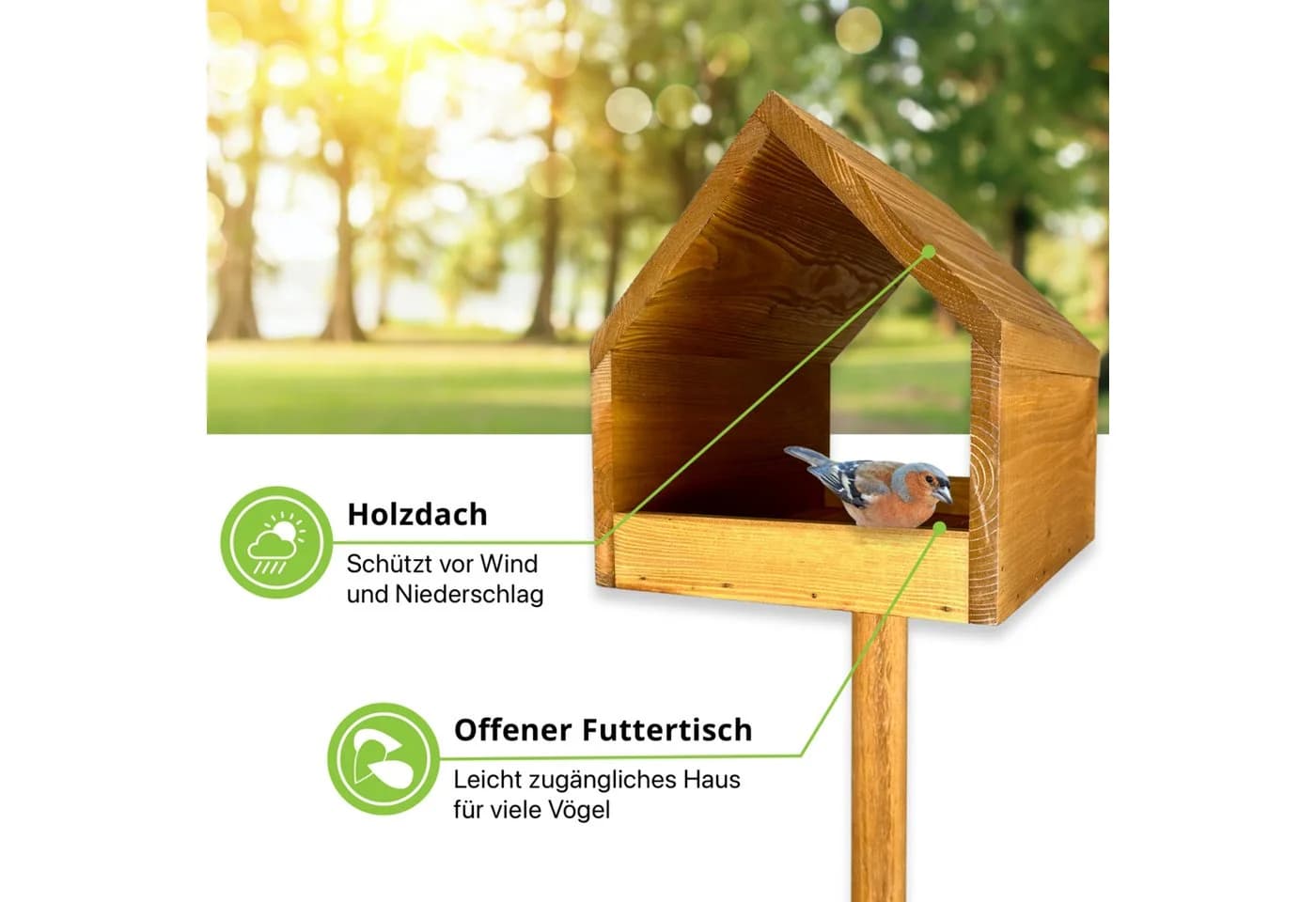 gartenetage Vogelfutterhaus Massivholz Erdspieß Wetterfest