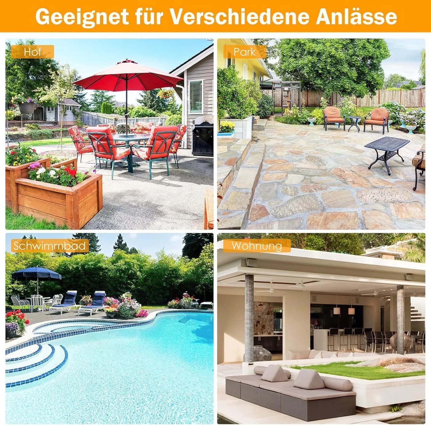 KOMFOTTEU Poolzaun Schutzzaun Zaunsichtschutz faltbar 360x125cm schwarz - Bild 4