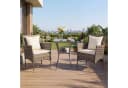 COSTWAY Balkonset 3-tlg. Rattan 2 Sessel & Glastisch mit Kissen Bild 1