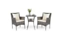 COSTWAY Balkonset 3-tlg. Rattan 2 Sessel & Glastisch mit Kissen Bild 2
