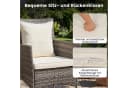 COSTWAY Balkonset 3-tlg. Rattan 2 Sessel & Glastisch mit Kissen Bild 4