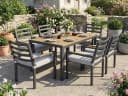 KLAM HOME Garten-Essgruppe 6-Sitzer Grau verzinktes Eisen Bild 2