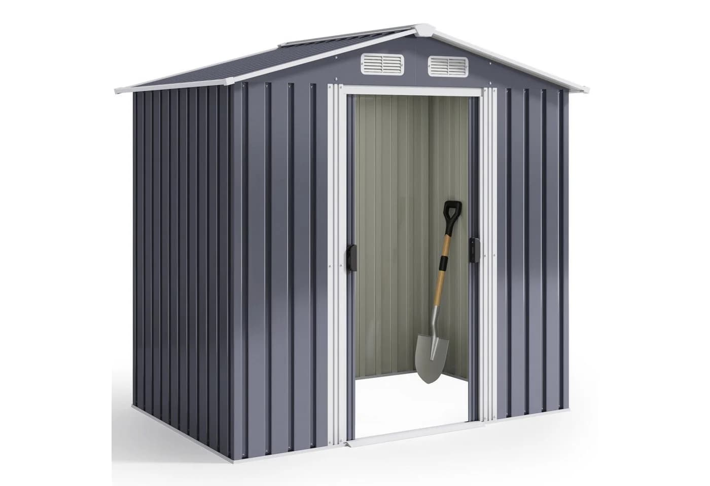 Bealife Metall-Gartengeräteschuppen Grau/Grün 196x131x187 cm - Bild 2