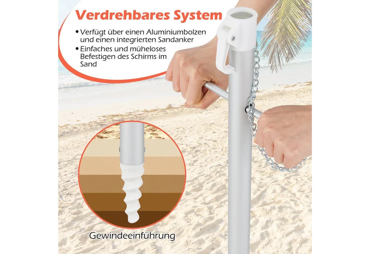 COSTWAY Sonnenschirm 200 cm UV50+ Orange - Bild 4
