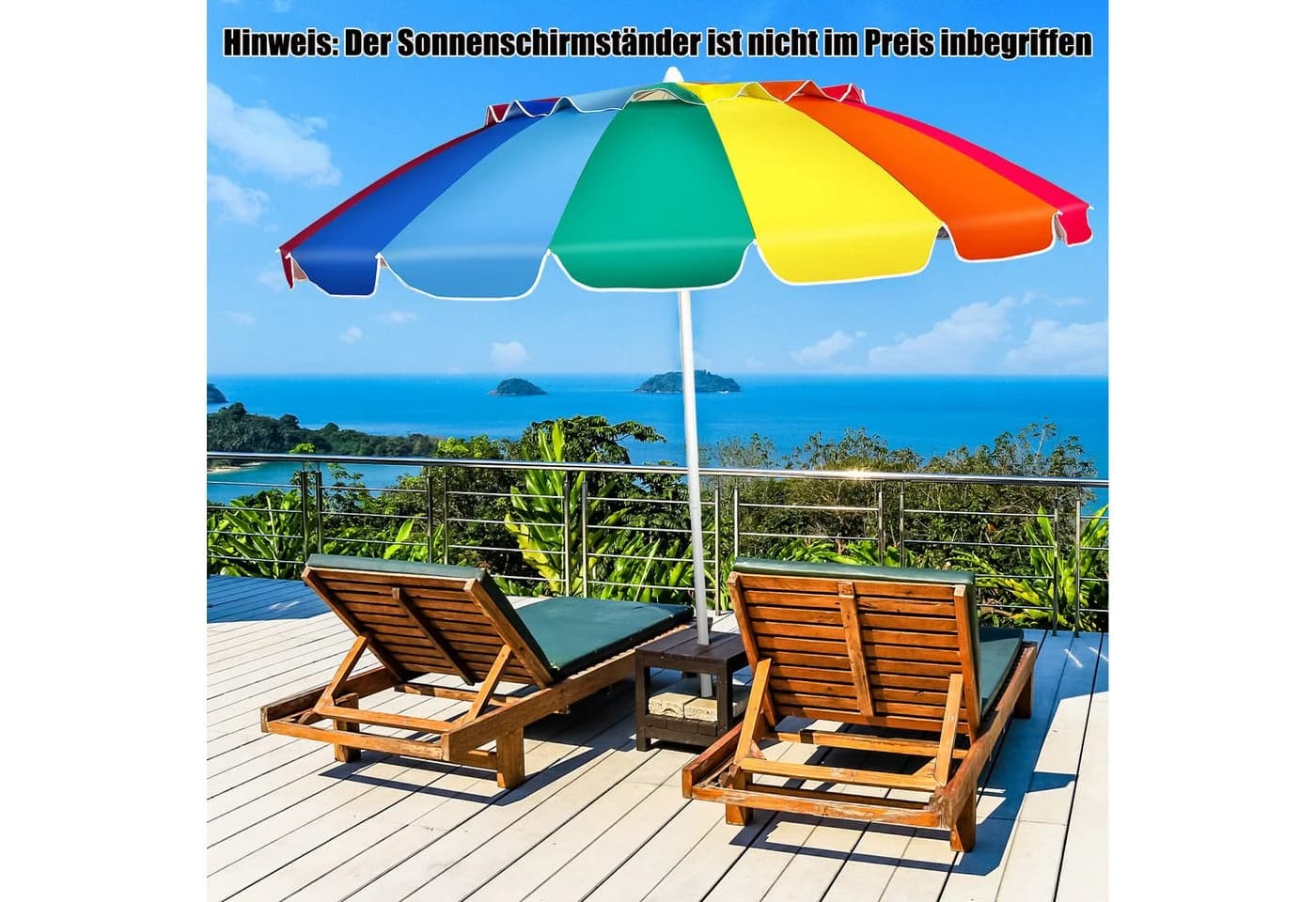 COSTWAY Sonnenschirm 220 cm mit Getränkehalter und Tragetasche