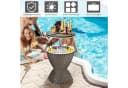 COSTWAY Gartentisch höhenverstellbar mit Eisbehälter Braun Bild 1