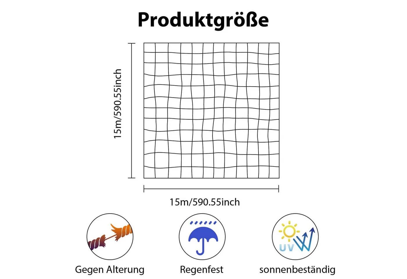 Youyijia Vogelschutznetz Schwarz 15x15m Nylon-Verbunddraht - Bild 3