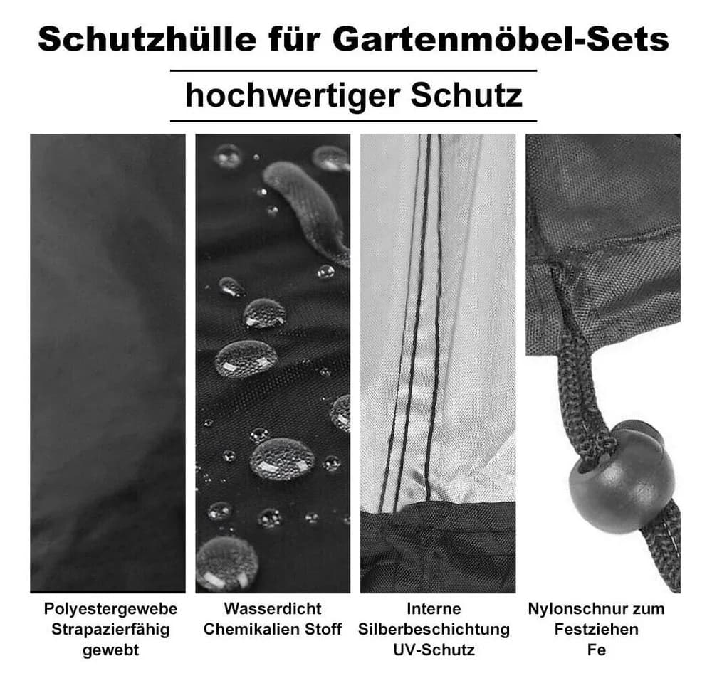 Youyijia Gartenmöbel-Schutzhülle Rund Gartentischabdeckung Schwarz - Bild 4