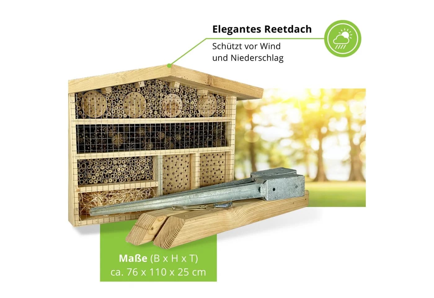 gartenetage Insektenhotel XXL Bienenhotel Groß Massivholz