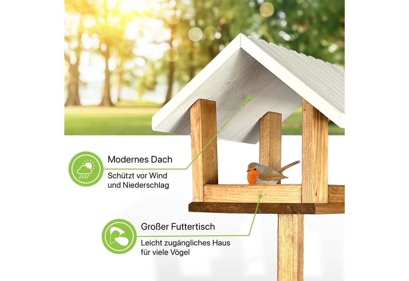 gartenetage Vogelhaus Massives Vogelhaus Holz mit Erdspieß, Wetterfest