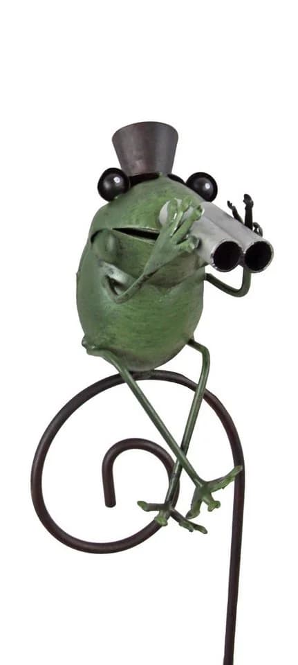 Posiwio Frosch-Gartenstecker mit Zylinder & Schirm antik-grün - Bild 3