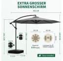 Meulbaty Ampelschirm Grau 300 cm mit Standfuß Bild 1