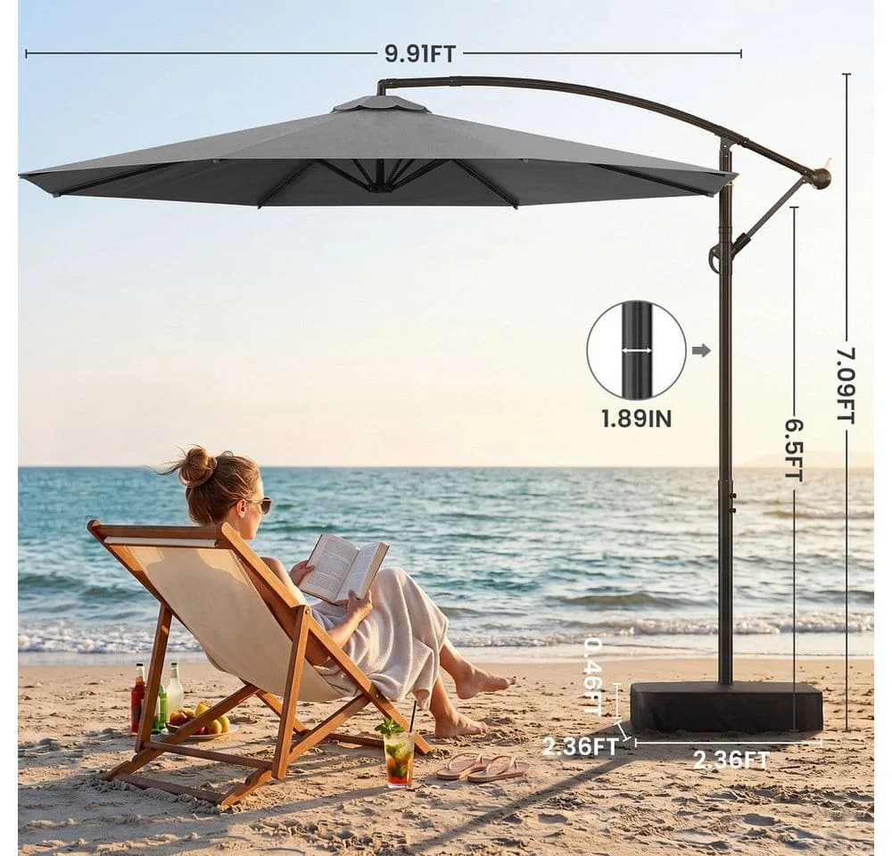 Meulbaty Ampelschirm Grau 300 cm mit Standfuß - Bild 3