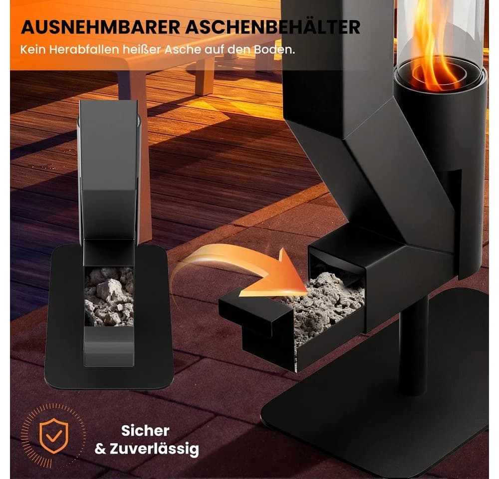 Meulbaty Feuerstelle Feuerrohr 157cm Edelstahl Feuersäule Pelletfackel - Bild 5