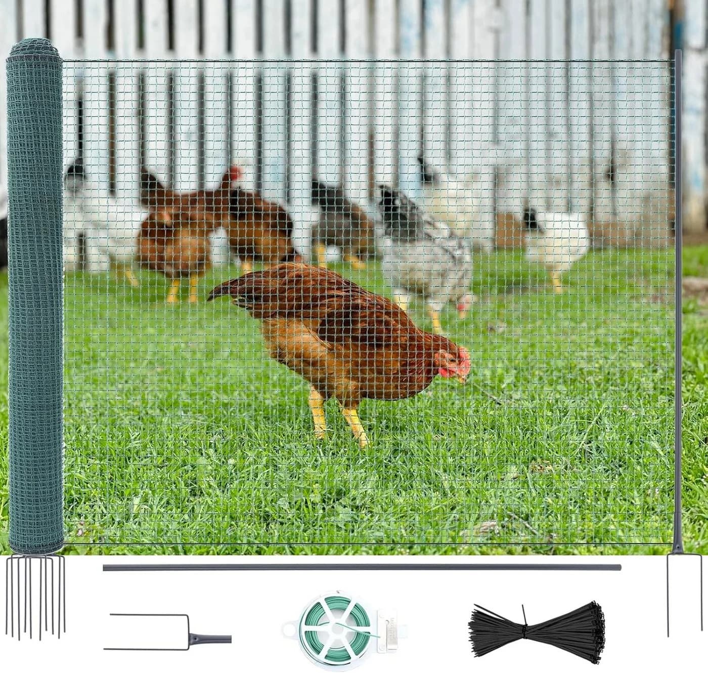 Meulbaty Hühnerzaun Nylon 100x30m mit 15 Pfosten - Bild 3