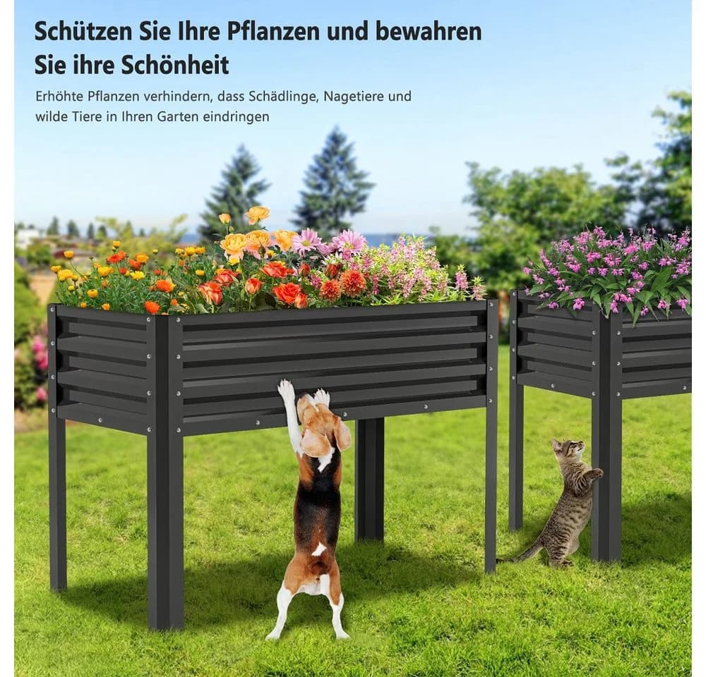 Meulbaty Hochbeet Verzinkt Schwarz 80cm Metallkasten - Bild 3