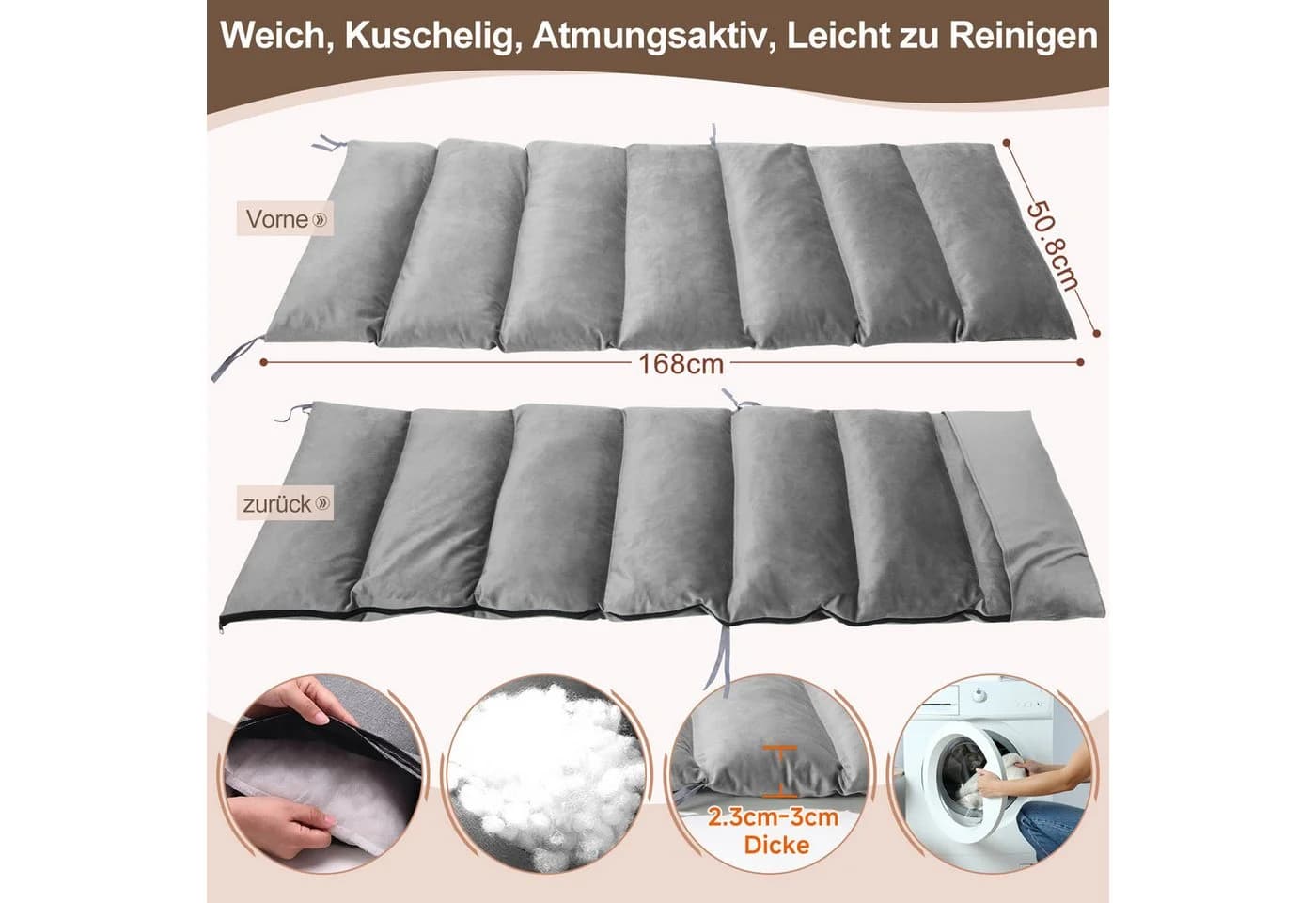 Meulbaty Klappstuhl Grau 200kg Belastbar mit Auflage - Bild 3