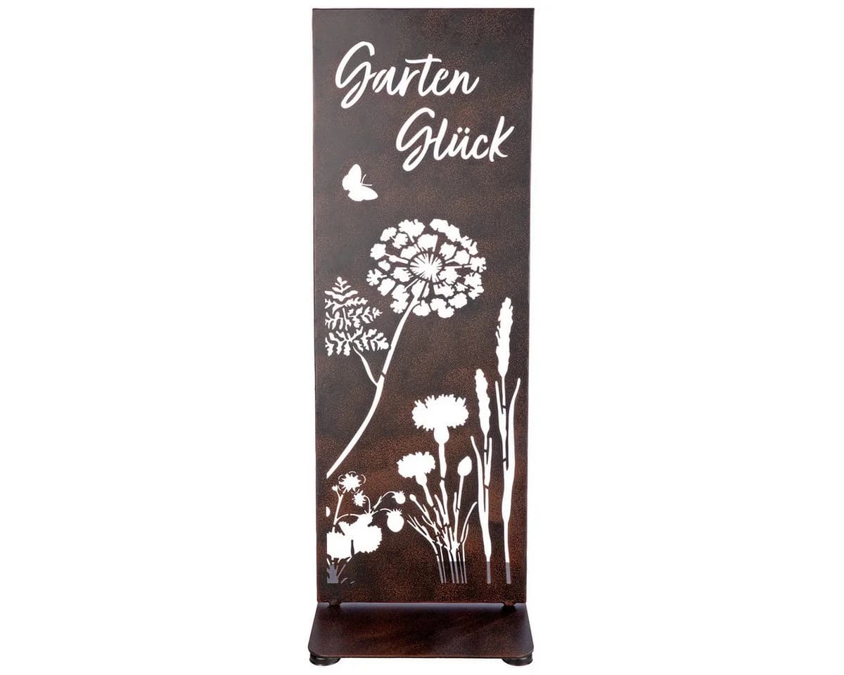 GILDE Gartenstecker Standrelief Wild Flowers Metall Braun