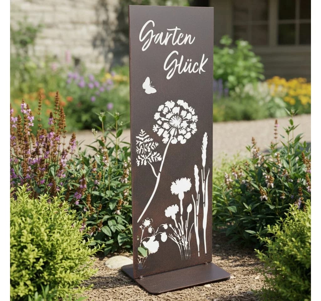 GILDE Gartenstecker Standrelief Wild Flowers Metall Braun - Bild 2