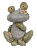 MF Gartenfigur Steinfrosch Lotti mit Blumen aus Magnesia Bild 2