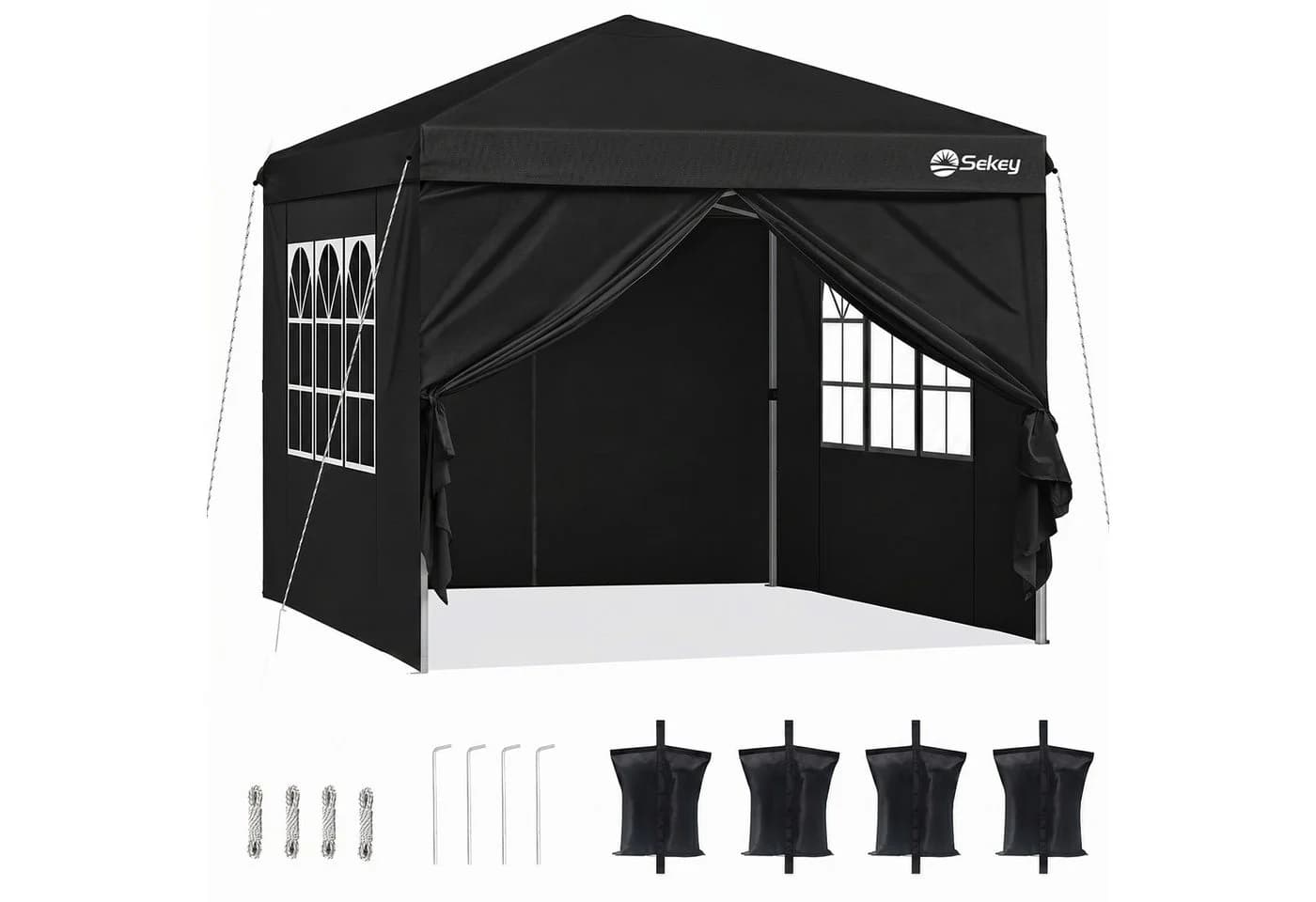 Sekey Faltpavillon 3x3 m Gartenpavillon mit 4 Seitenteilen