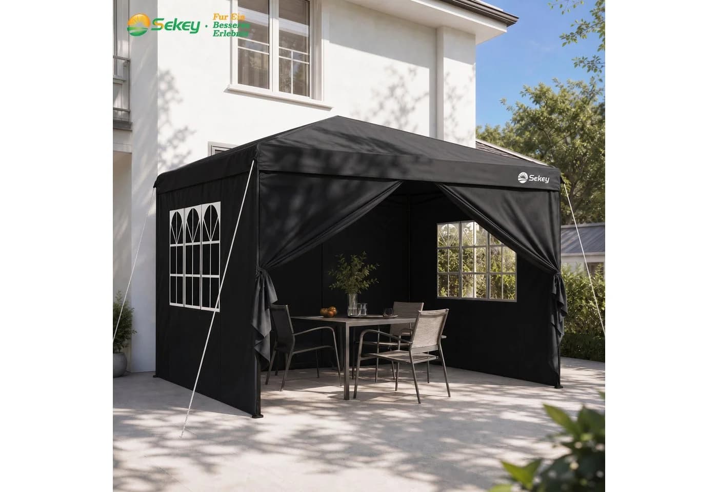 Sekey Faltpavillon 3x3 m Gartenpavillon mit 4 Seitenteilen - Bild 2