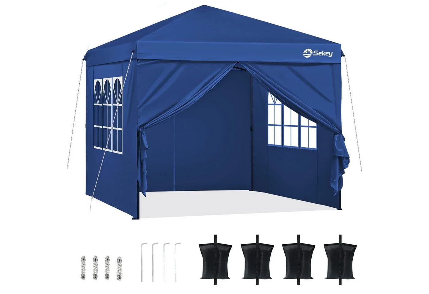 Sekey Faltpavillon 3x3 m Gartenpavillon mit 4 Seitenteilen Blau