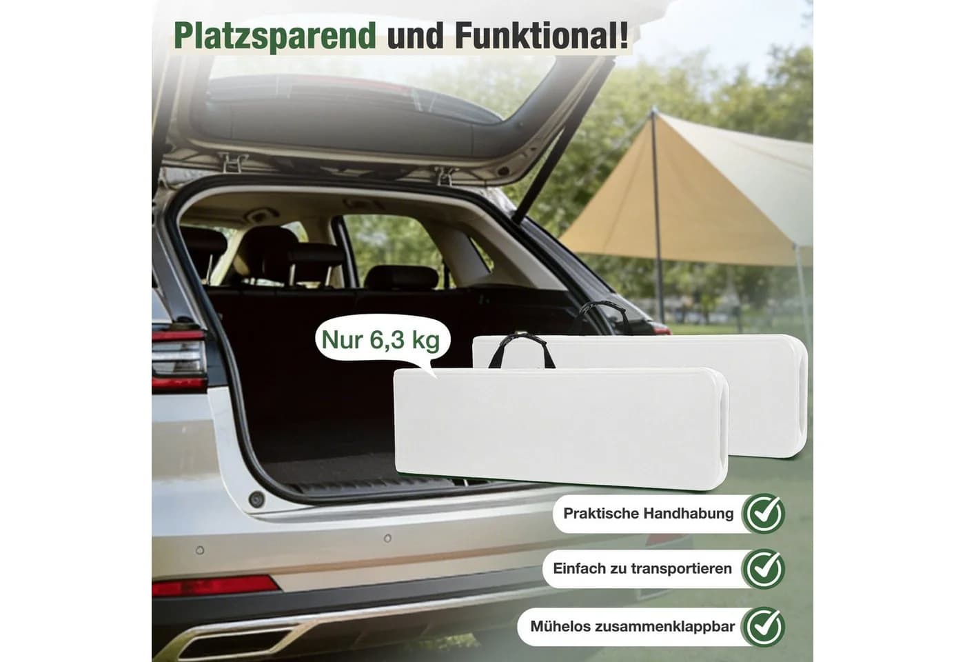 Sekey Gartenbank 180cm Klappbar Weiß Kunststoff Bierbank - Bild 5
