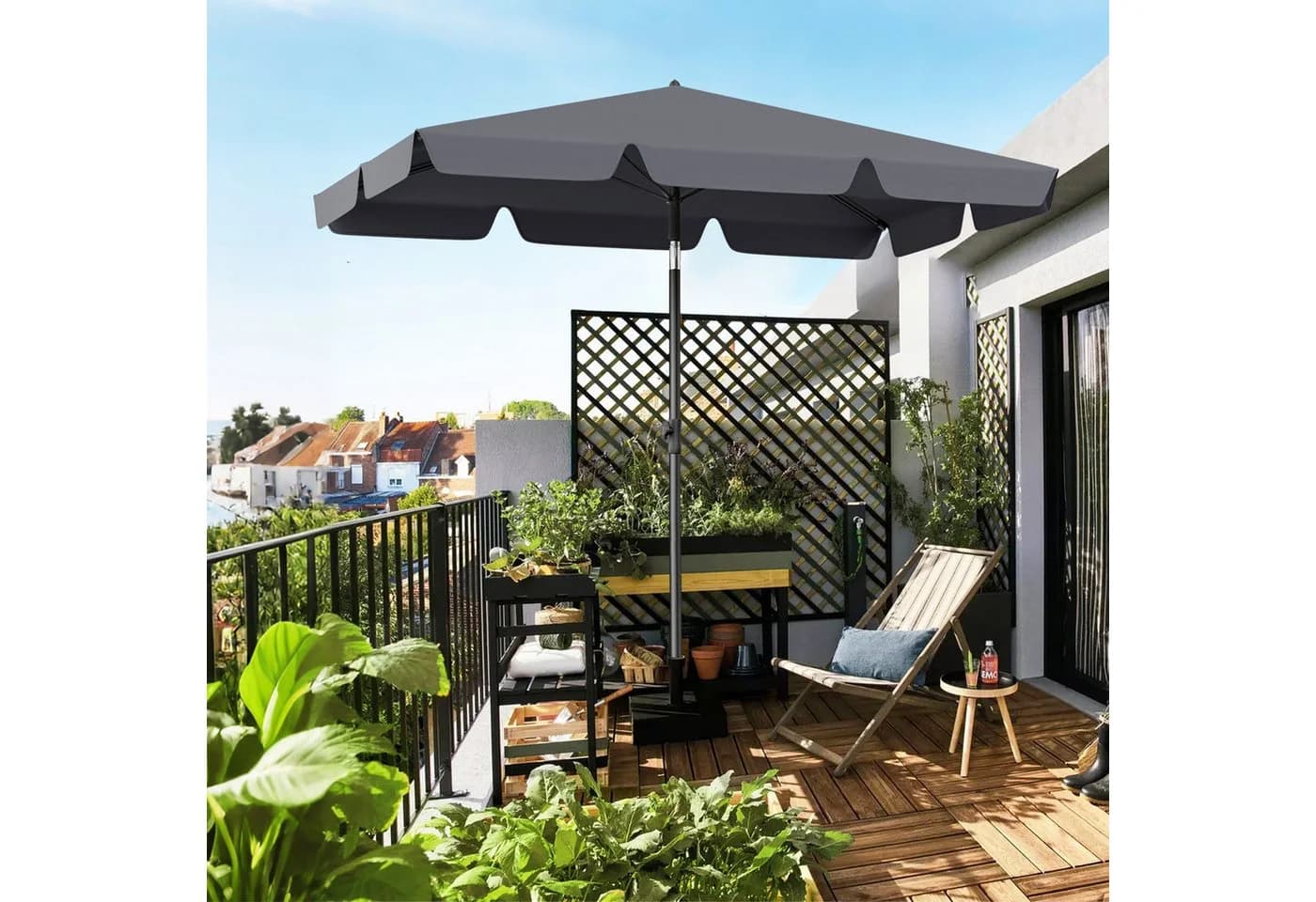 Sekey Sonnenschirm 200 x 125 cm Balkon UV50+ Schutzhülle