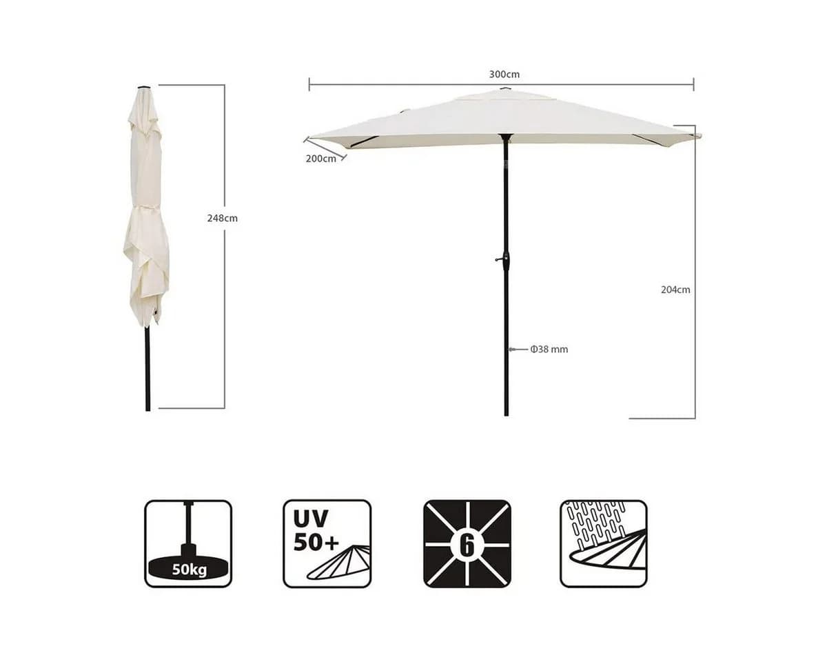 Sekey Sonnenschirm Rechteckig UV50+ Creme - Bild 4