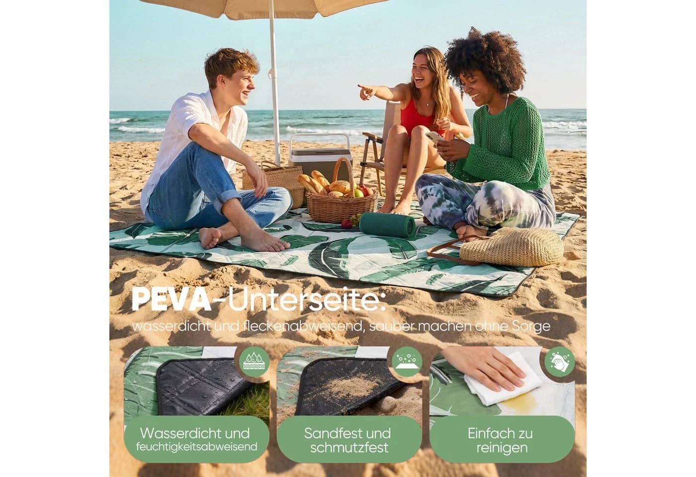 Sekey Picknickdecke 200x200 cm Wasserdicht Outdoor Camping - Bild 5