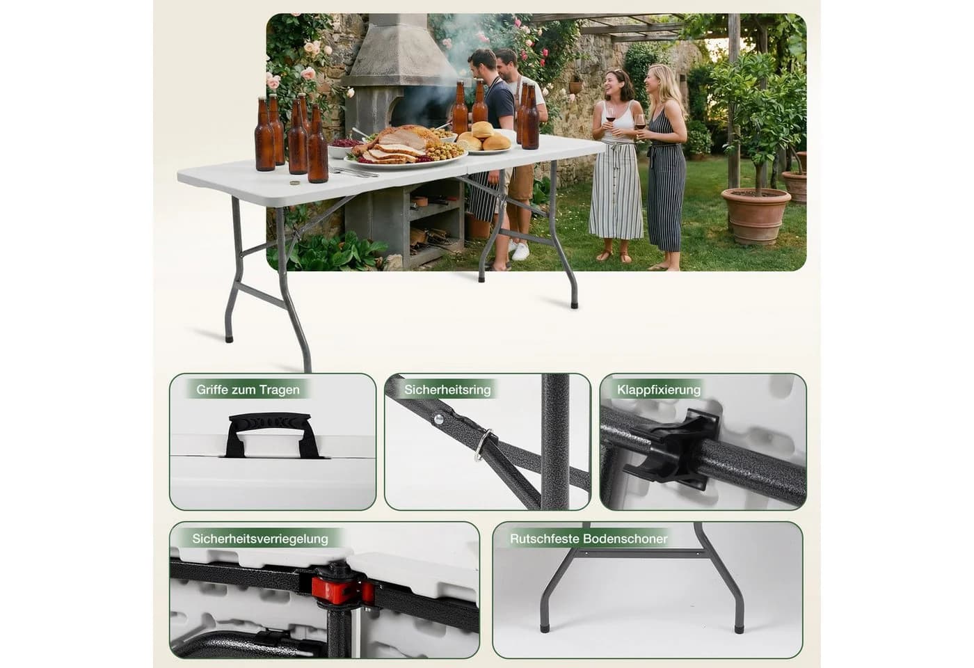 Sekey Campingtisch Klappbar Weiß - Bild 3