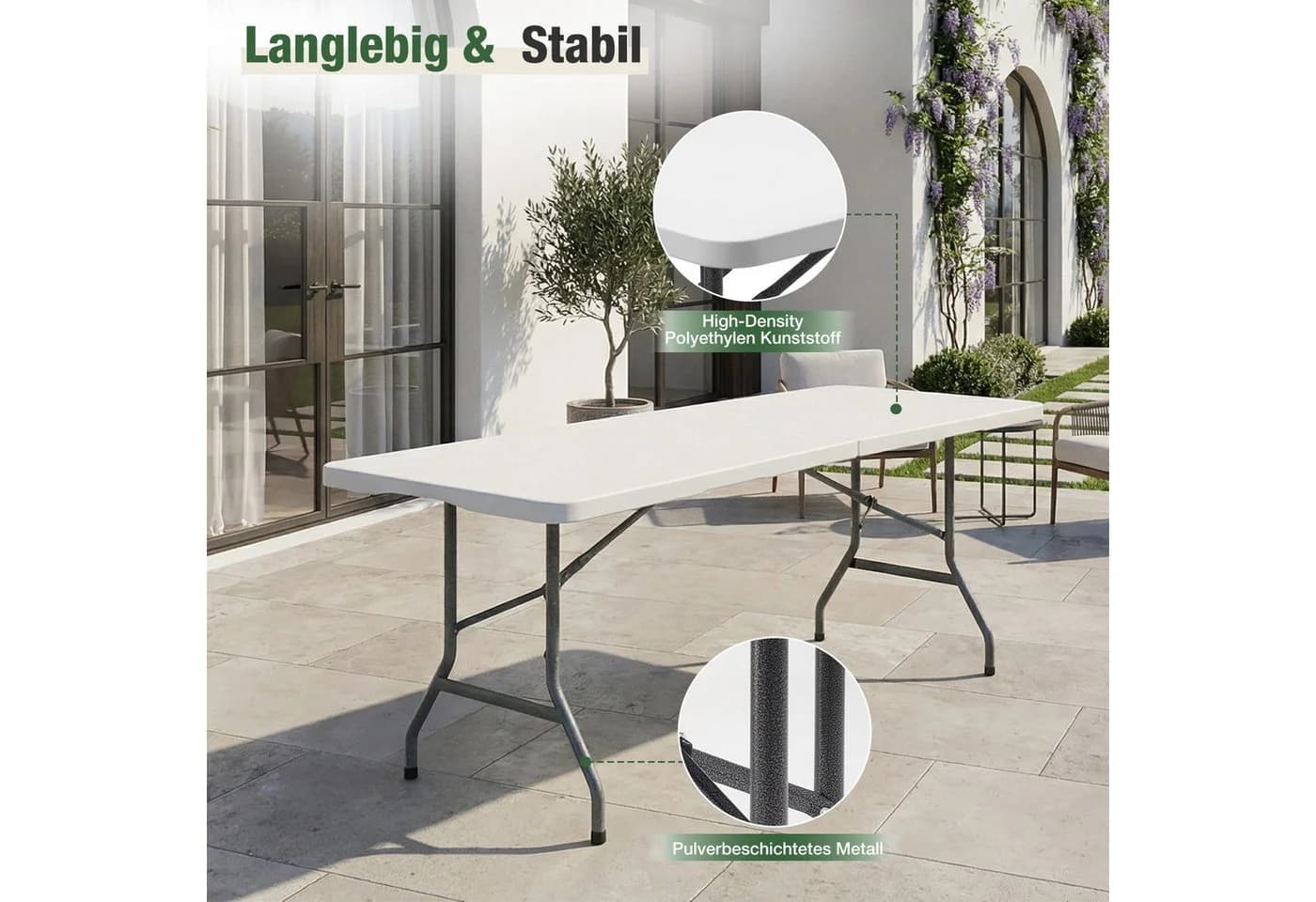 Sekey Campingtisch Klappbar Weiß - Bild 4