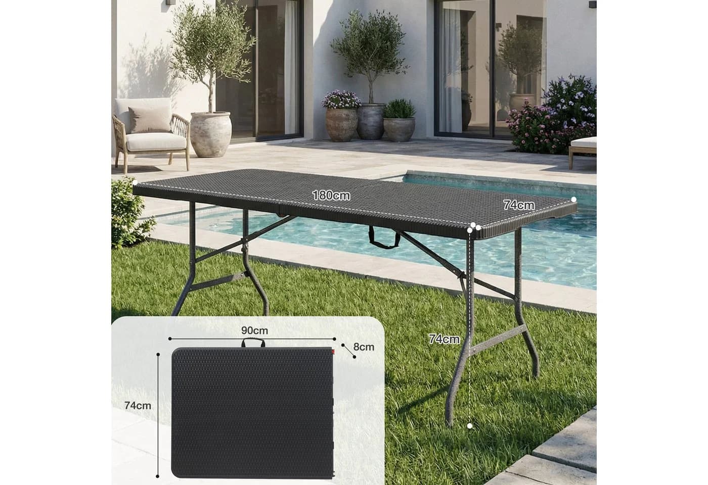 Sekey Campingtisch Klappbar Schwarz Rattan Optik