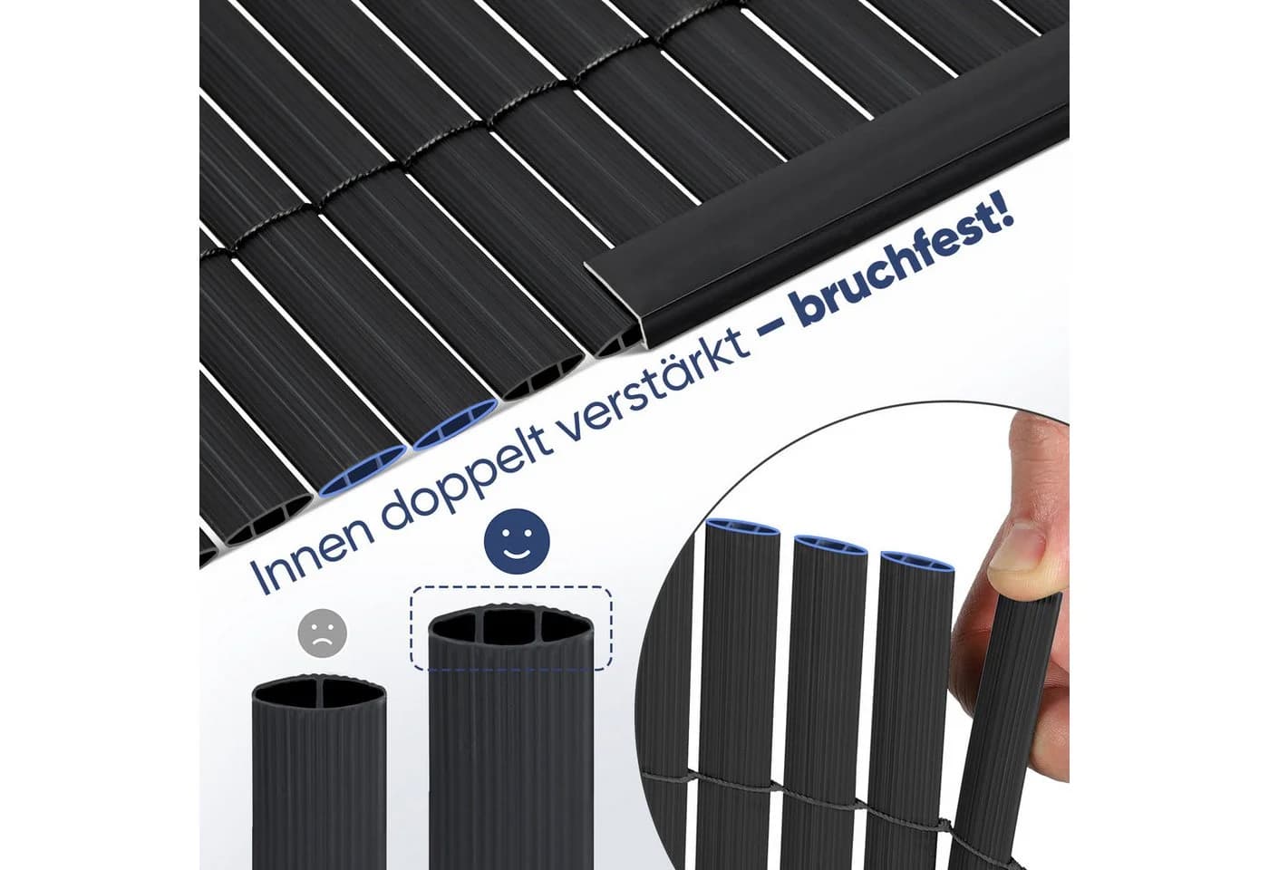 Sekey Balkonsichtschutz 5 m PVC Sichtschutzmatte Anthrazit - Bild 3