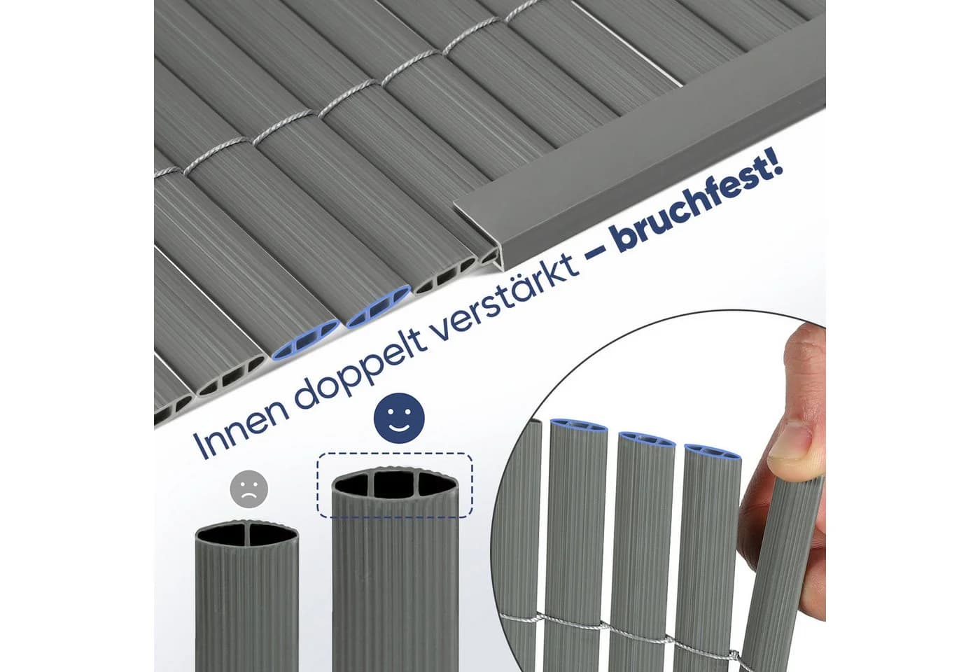 Sekey Balkonsichtschutz 5 m PVC Sichtschutzmatte mit Kabelbindern und Abschlussleiste - Bild 3