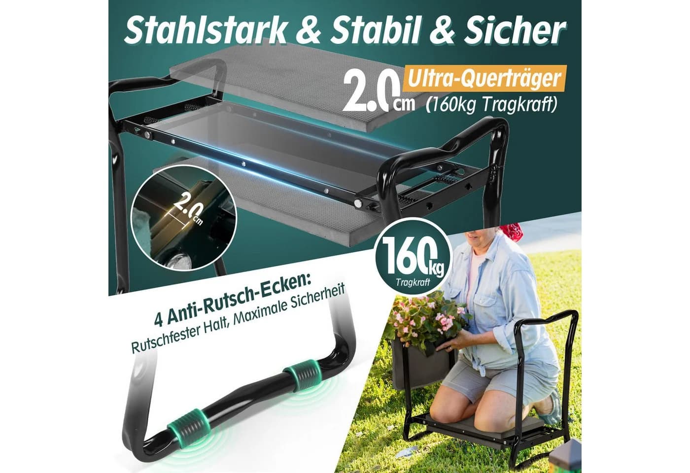 Sekey Kniebank 2 in 1 XXL Gepolstert Klappbar - Bild 3