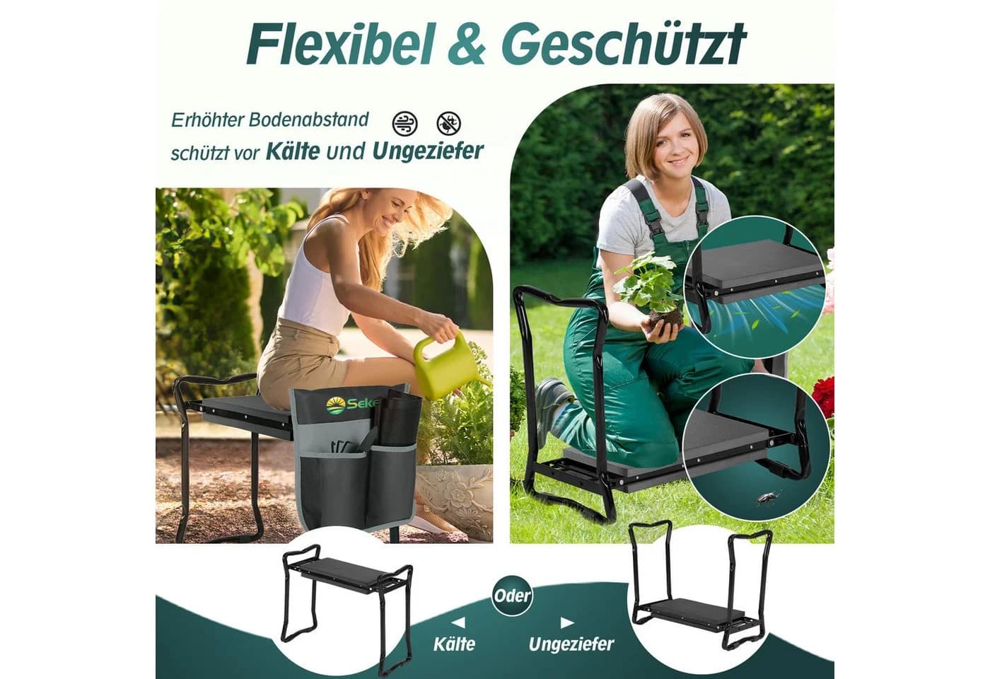 Sekey Kniebank 2 in 1 XXL Gepolstert Klappbar - Bild 5