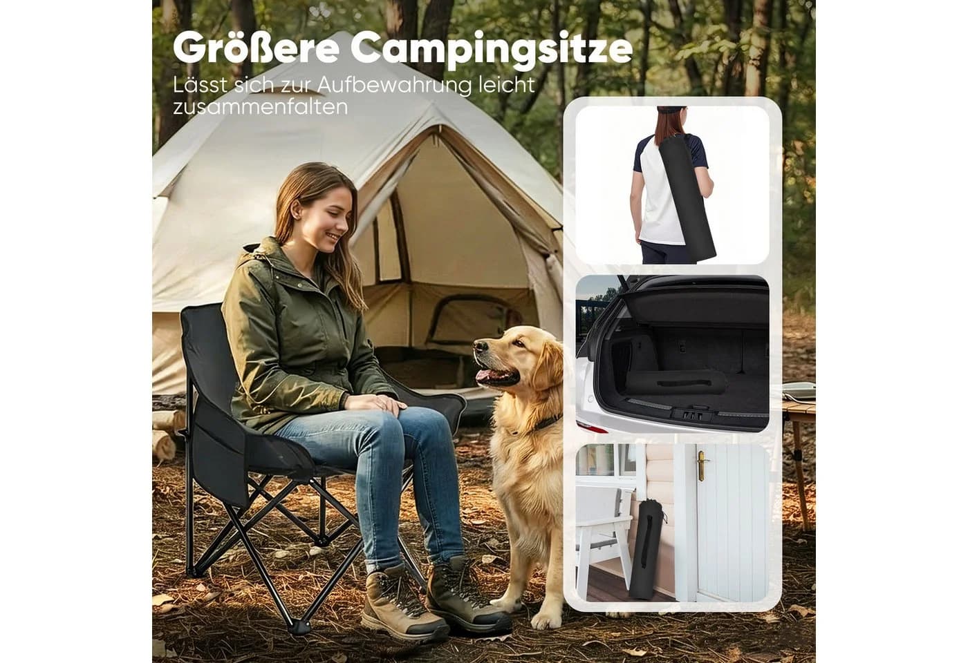 SUNULA Campingstuhl Faltbar mit Tragetasche Anthrazit - Bild 5