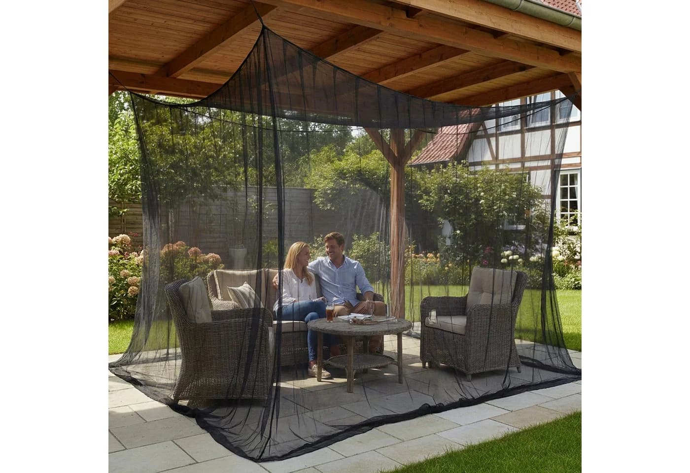 Sekey Moskitonetz Schwarz 300x300x250 cm Insektenschutz - Bild 5