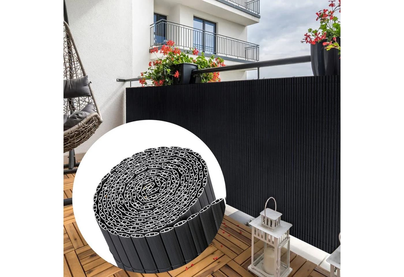SUNULA Balkonsichtschutz PVC Matte Anthrazit UV-beständig - Bild 2